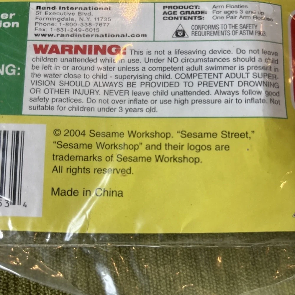 Vintage 2004 Sesame‎ Street Cookie Monster Arm Floaters 1 Pair New In Package